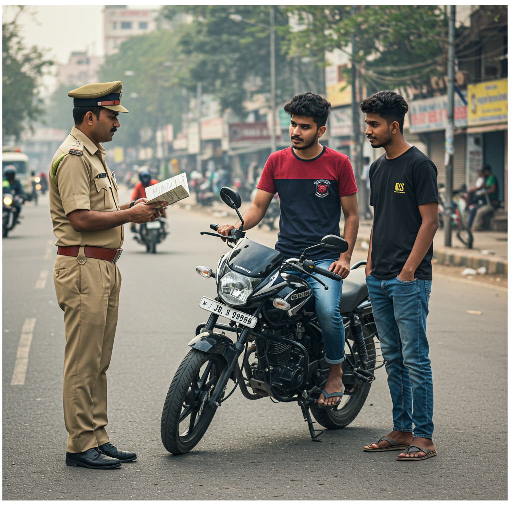 Indian police checking documents